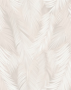 E200802/Обои/Solo/Fiji/листья белые перламутровые на бежево-ванильном фоне/Компактный винил на флизе