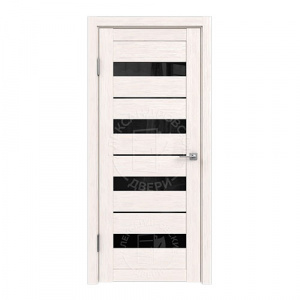 Межкомнатная дверь Милана (ДО) Белая лиственница лакобель черный (2000*800)